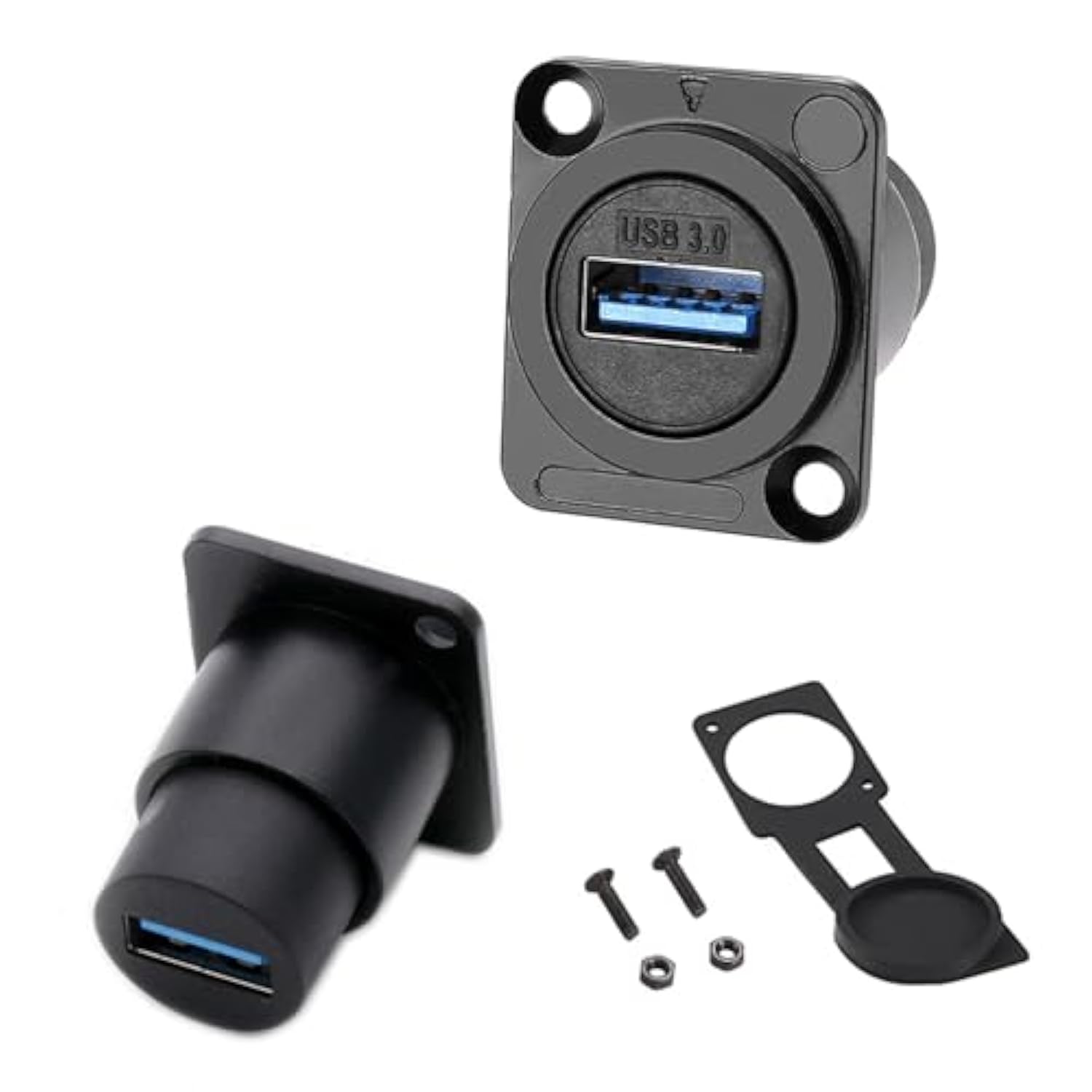 2Pcs Usb 3.0 Waterproof Socket, D-Type Usb Panel Mount Solderless Connector Fe