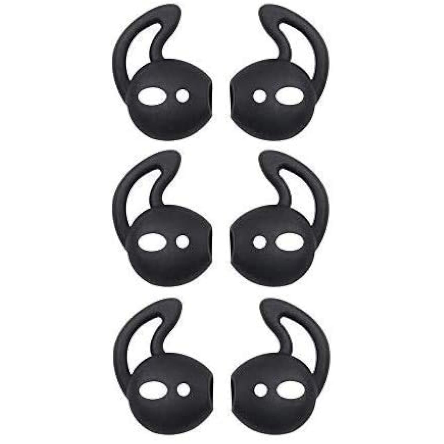 Air Pods Earbuds Hook Covers - Anti-Slip Silicone Ear Tips Compatible With Air Pods 2 & 1, 3 Pairs Black