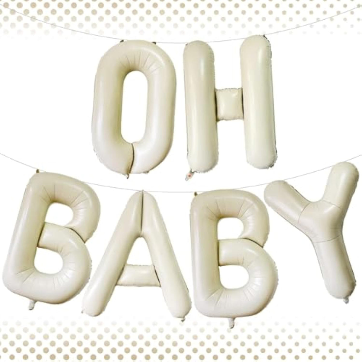 40" Beige “Oh Baby” Balloons — Giant Cream Letter Foils for Baby Shower