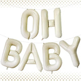 40" Beige “Oh Baby” Balloons — Giant Cream Letter Foils for Baby Shower
