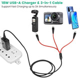Usb C Charger For Dji Osmo Mobile 7P 6 Om 6 5 4 Se/Rs 2 3 Mini Stabilizers And Pocket 3 2 Action Cameras, 3-In-1 Type-C Charging Cable With 18W Fast-Charge Adapter Accessories, 4Ft