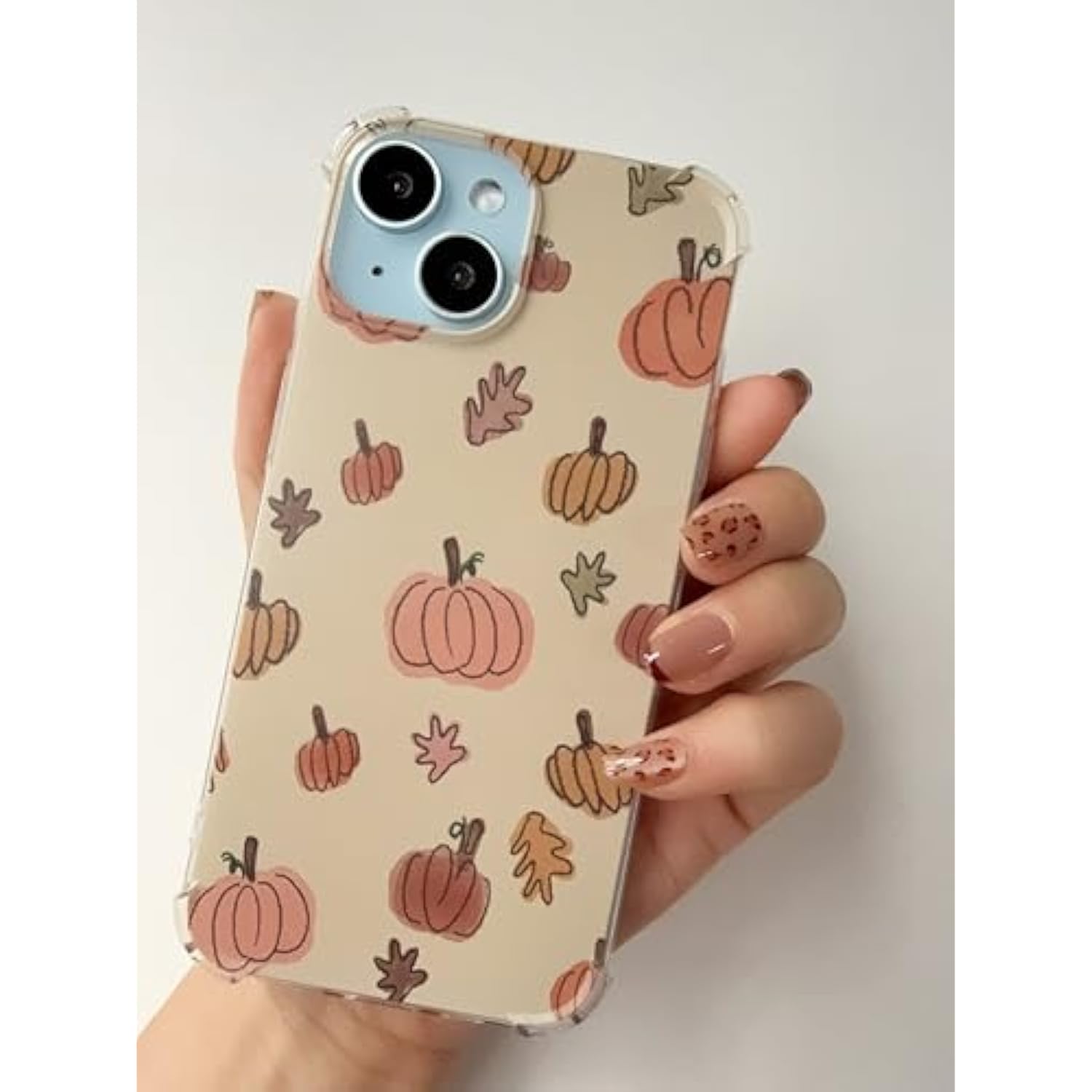 Watercolor Pumpkin Fall Leaves Case Compatible With Iphone 15, Cute Halloween Vibe Case For Iphone 15