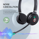 WH62 Dual Teams DECT Wireless Headset 525 ft Range, Work Headphones with 2X Noise Canceling Mic for IP Phone and Computer, Office Head Set with Call