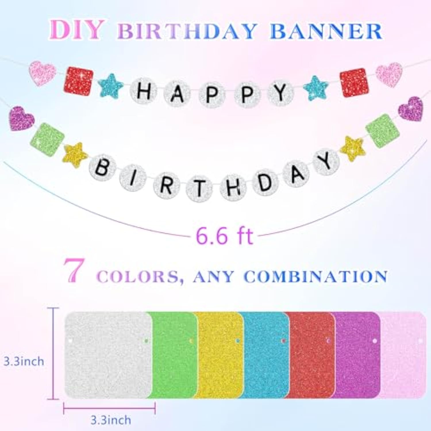 302Pcs Diy Friendship Bracelet Birthday Banner Customizable 6.6Ft Glitter Happy Birthday Sign For Celebrating Birthdays And Graduations Birth-Tay Era Tour Decorations