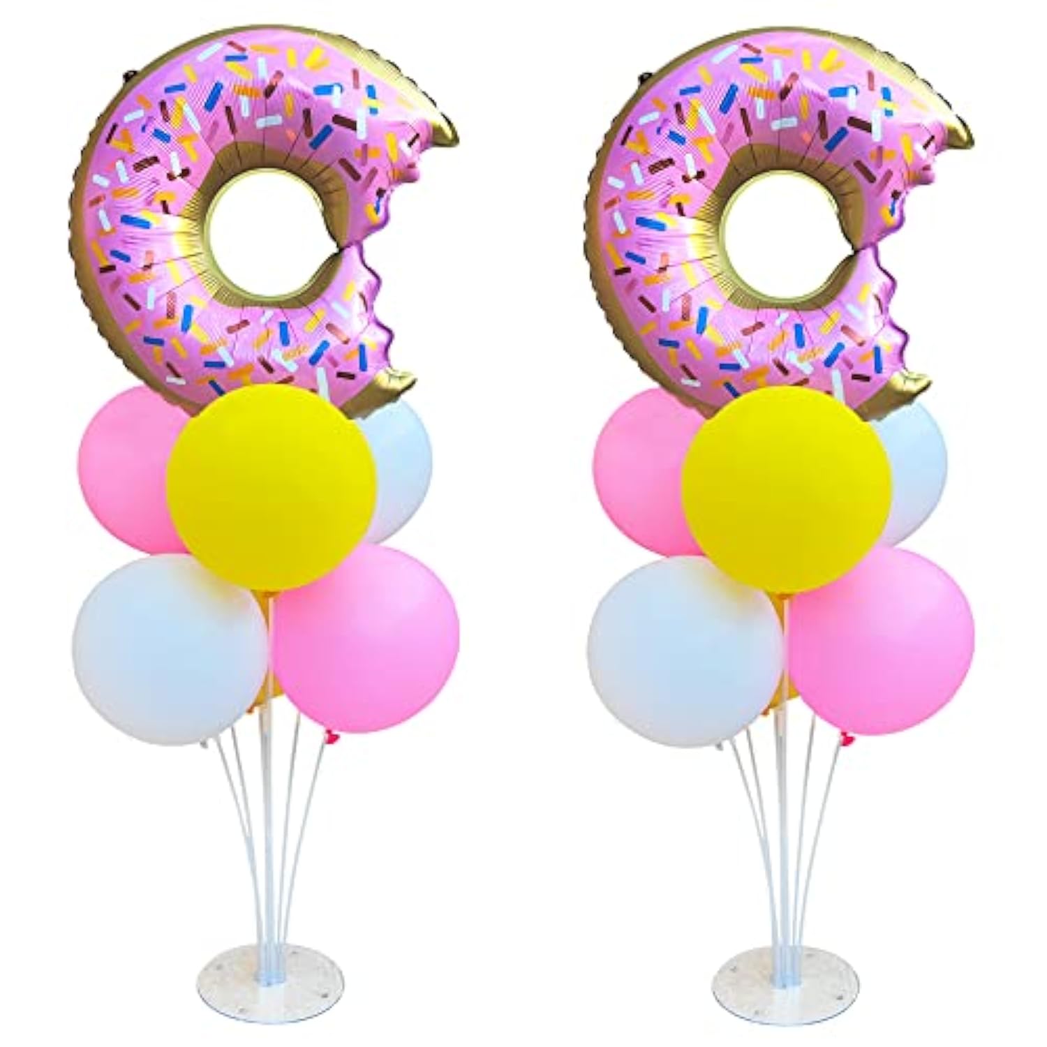 Donut Balloon Centerpiece Kit – 2 Stands with Foil & Pastel Balloons for Party Decor