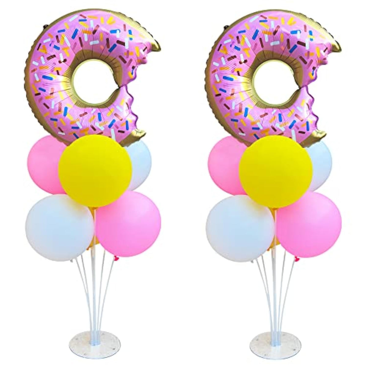 Donut Balloon Centerpiece Kit – 2 Stands with Foil & Pastel Balloons for Party Decor