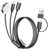 For Travel Vacation Essentials,3 In 2 Usb C Cable For Apple Watch Charger/Iphone 16 Charger/Lightning,Multi Charging Cable Cord,Camping Essentials,Designed For Iwatch &Iphone 16-12-5Ft Black