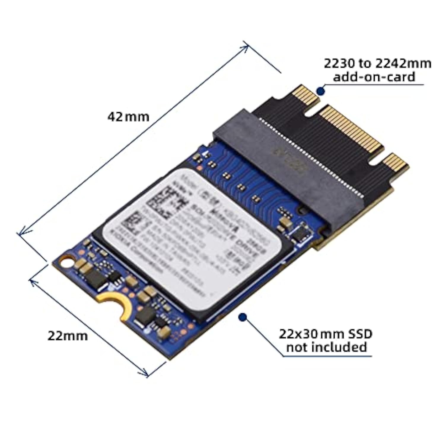 Cablecc NGFF B+M Key NVME M-Key Male to Female 22x30mm to 22x42mm Extension Ad
