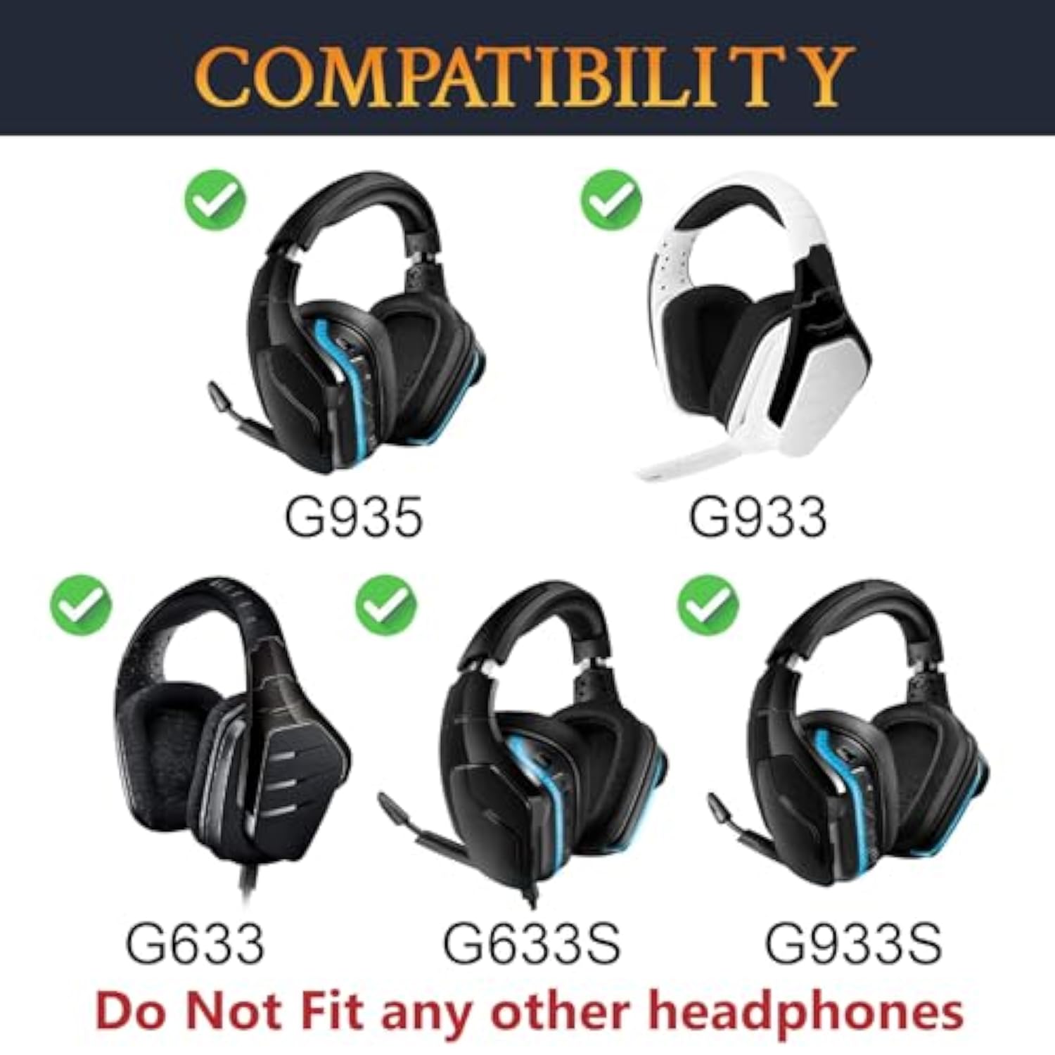 Mesh Fabric Headband Cover For Logitech G633/G633S/G933/G933S/G935 Headphones, Replacement Headstrap Pad Repair Part - Black