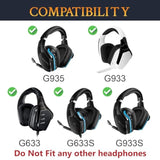 Mesh Fabric Headband Cover For Logitech G633/G633S/G933/G933S/G935 Headphones, Replacement Headstrap Pad Repair Part - Black