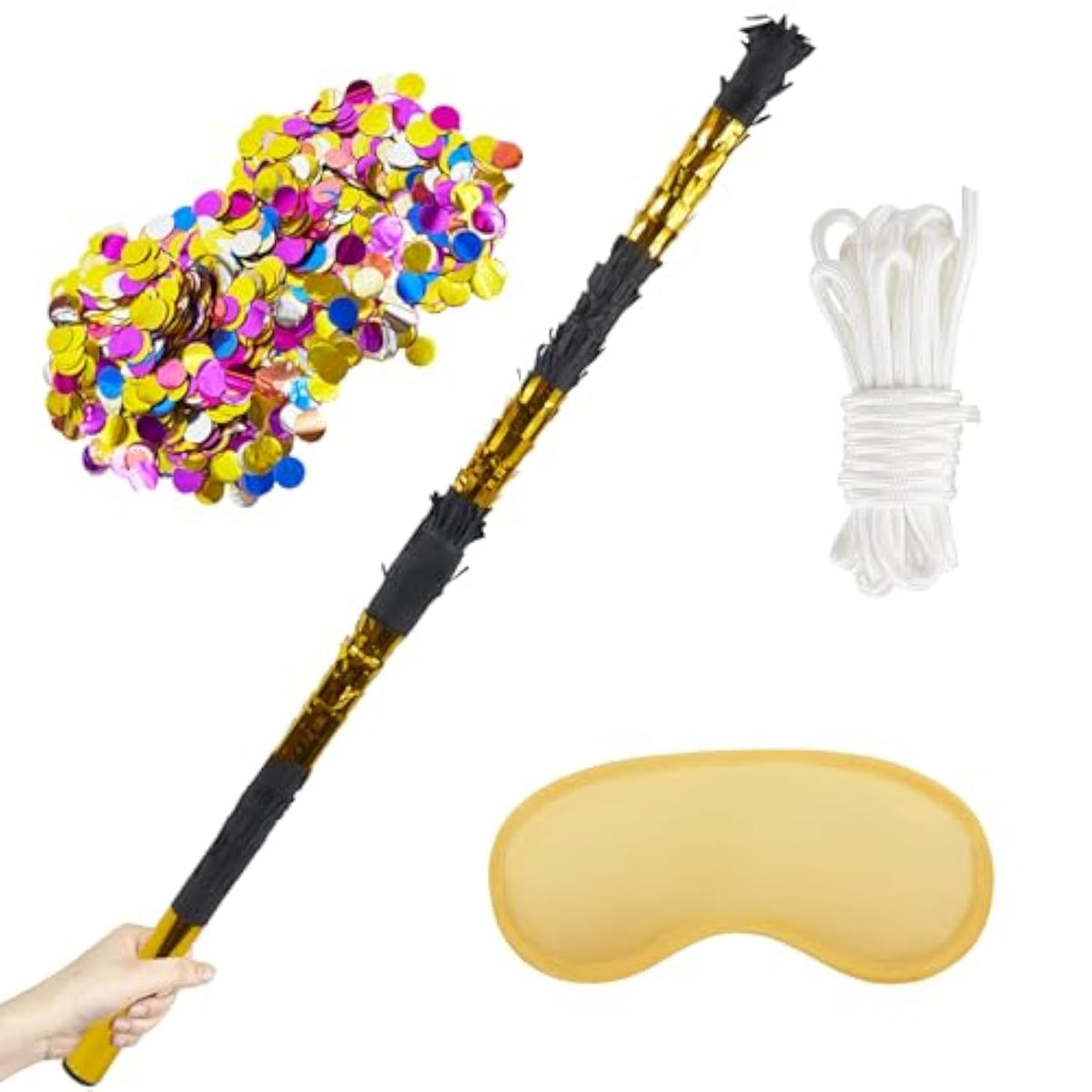 30 Inch Piñata Stick Kit Black Gold Very Sturdy Will Not Break, Suitable For Kids Adults Can Have Fun At Any Party