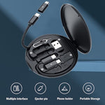 Usb C Adapter Otg Cable Kit, Multi Charging Cable Case Convertor Usb C To Ios Device/Type C/Micro/Usb A Adapter, Data Transfer Contains Card Slot For Traveling, Use As Phone Holder (Black)