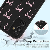 Cute Bow Case For Samsung Galaxy A16 5G 6.7'', Pink Bow Ribbon Pattern Print Design Funda Aesthetic Coquette Soft Tpu Silicone Shockproof Full Camera Protective Cover For Women Girl - Black