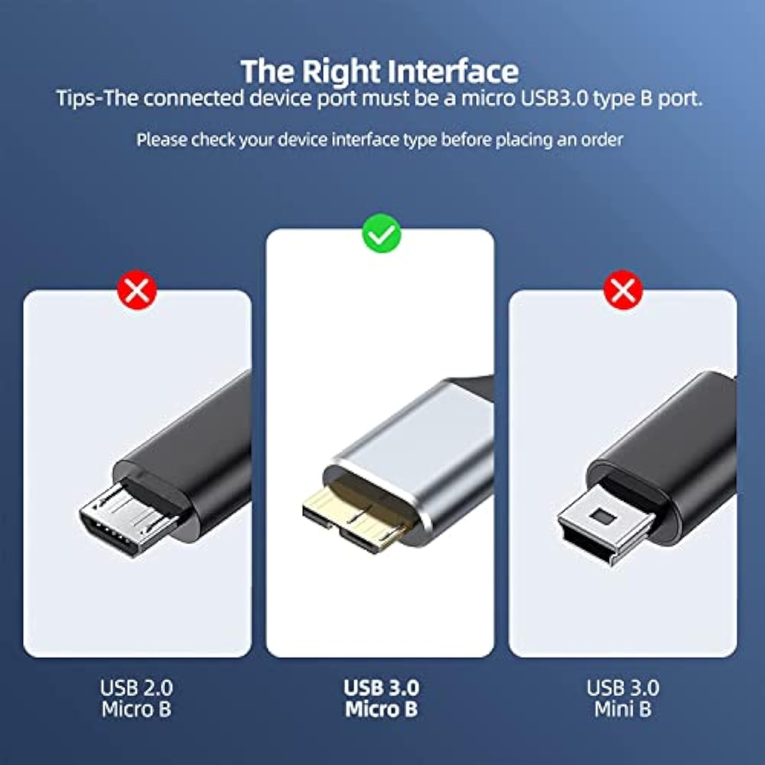 Usb 3.0 Micro B Cable 1.5 Ft, External Hard Drive Cable 5 Gbps High-Speed Usb