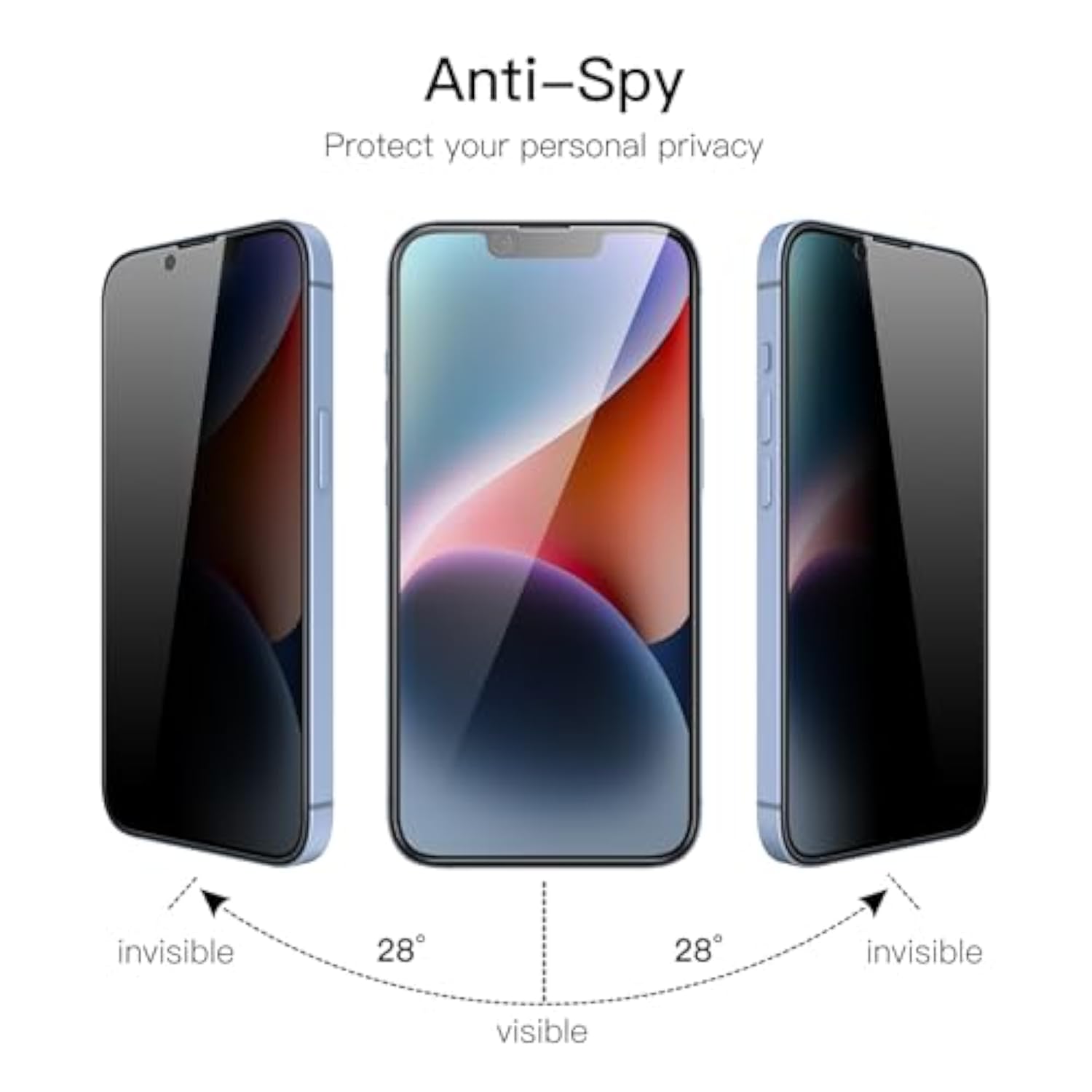 JETech Privacy Full Coverage Screen Protector for iPhone 14 Plus 6.7-Inch, Anti-Spy Tempered Glass Film, Edge to Edge Protection Case-Friendly, 2-Pack
