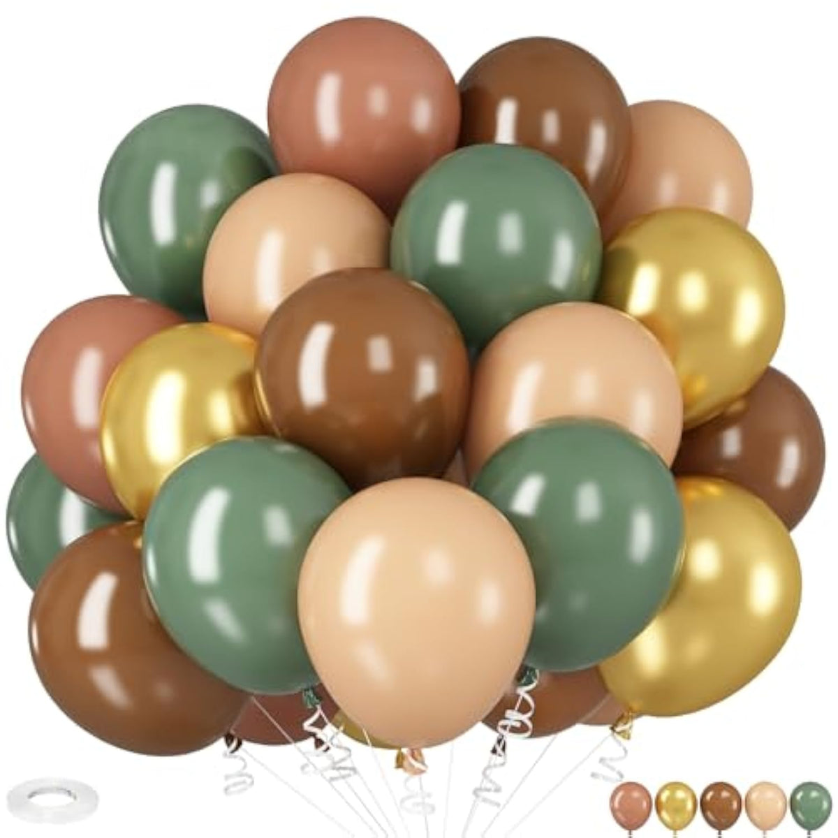 Sage Green Brown Gold Balloons 12 Inch Jungle Safari Baby Shower Woodland Party Decor