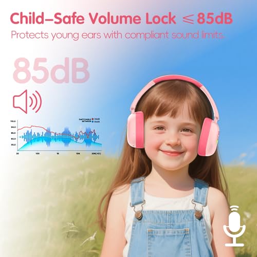 Kids Headphones Bluetooth 6.0,Over Ear Kids Headphones Wireless with Mic 55H Playtime AUX Cord 85dB Safe Volume Limited Foldable Design for Boys