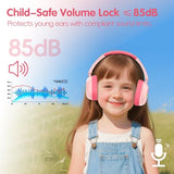 Kids Headphones Bluetooth 6.0,Over Ear Kids Headphones Wireless with Mic 55H Playtime AUX Cord 85dB Safe Volume Limited Foldable Design for Boys