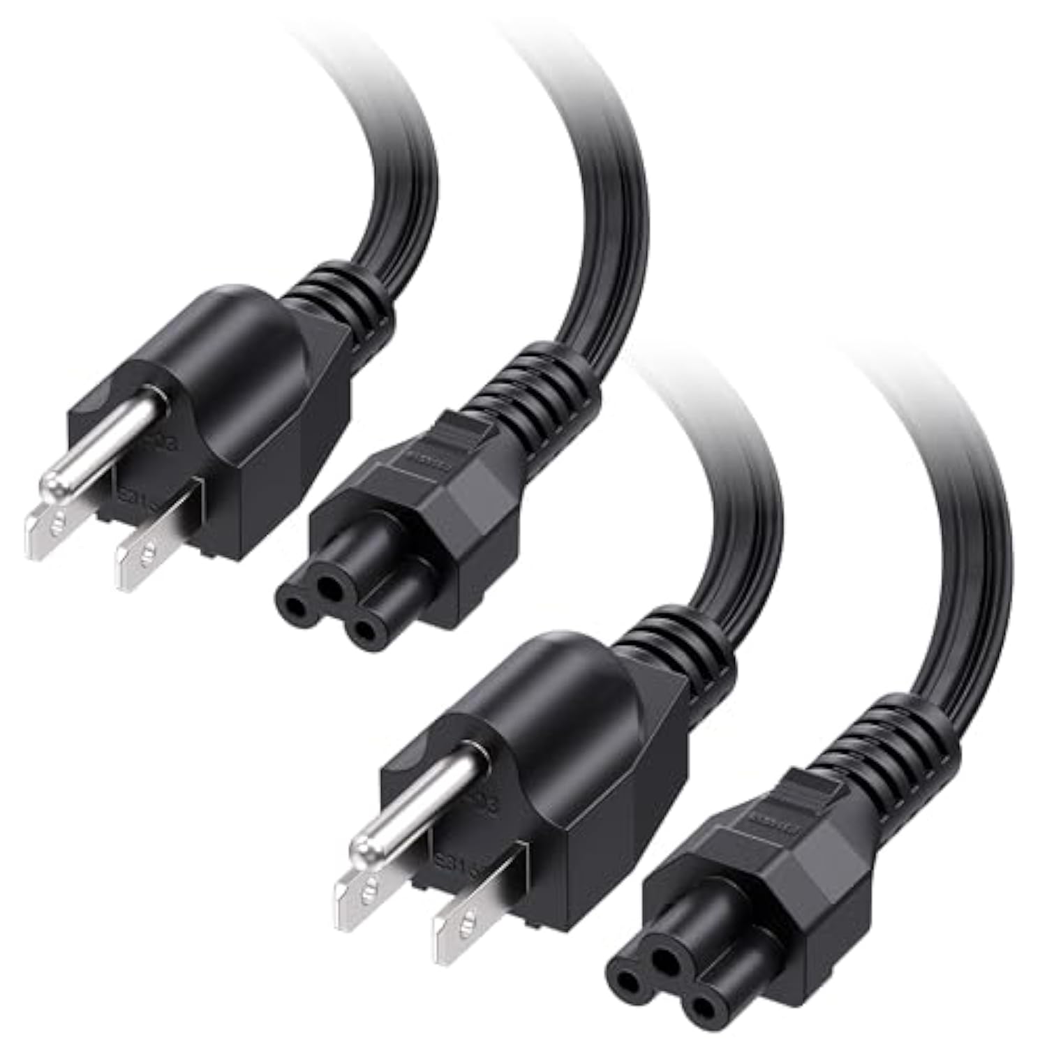 Cable Matters 2-Pack 3 Prong Power Cord - 6ft, 13A / 16AWG, Laptop Power Cord Replacement Compatible with Dell/HP/ASUS Computers, (NEMA 5-15P to IEC C5), Black