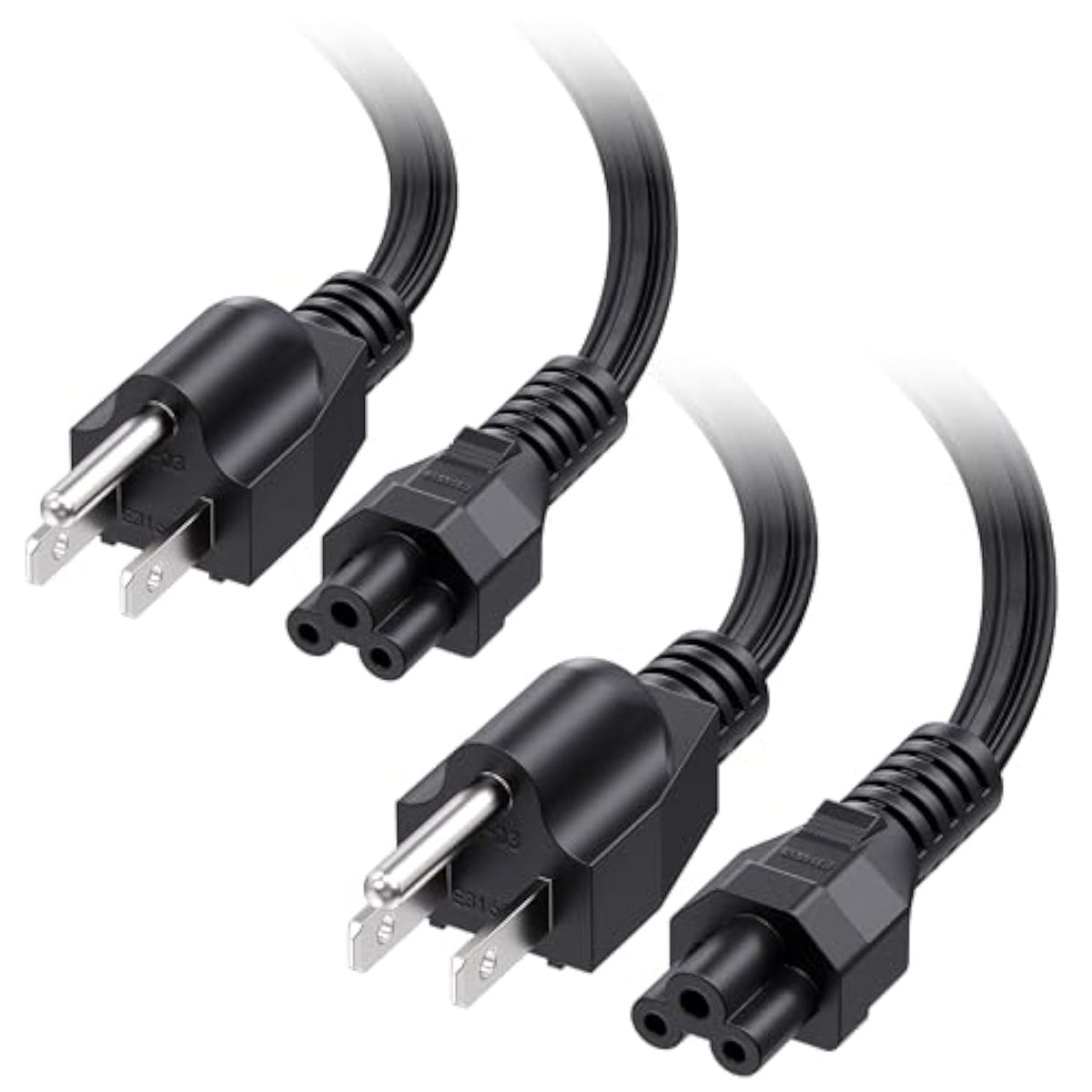 Cable Matters 2-Pack 3 Prong Power Cord - 6ft, 13A / 16AWG, Laptop Power Cord Replacement Compatible with Dell/HP/ASUS Computers, (NEMA 5-15P to IEC C5), Black