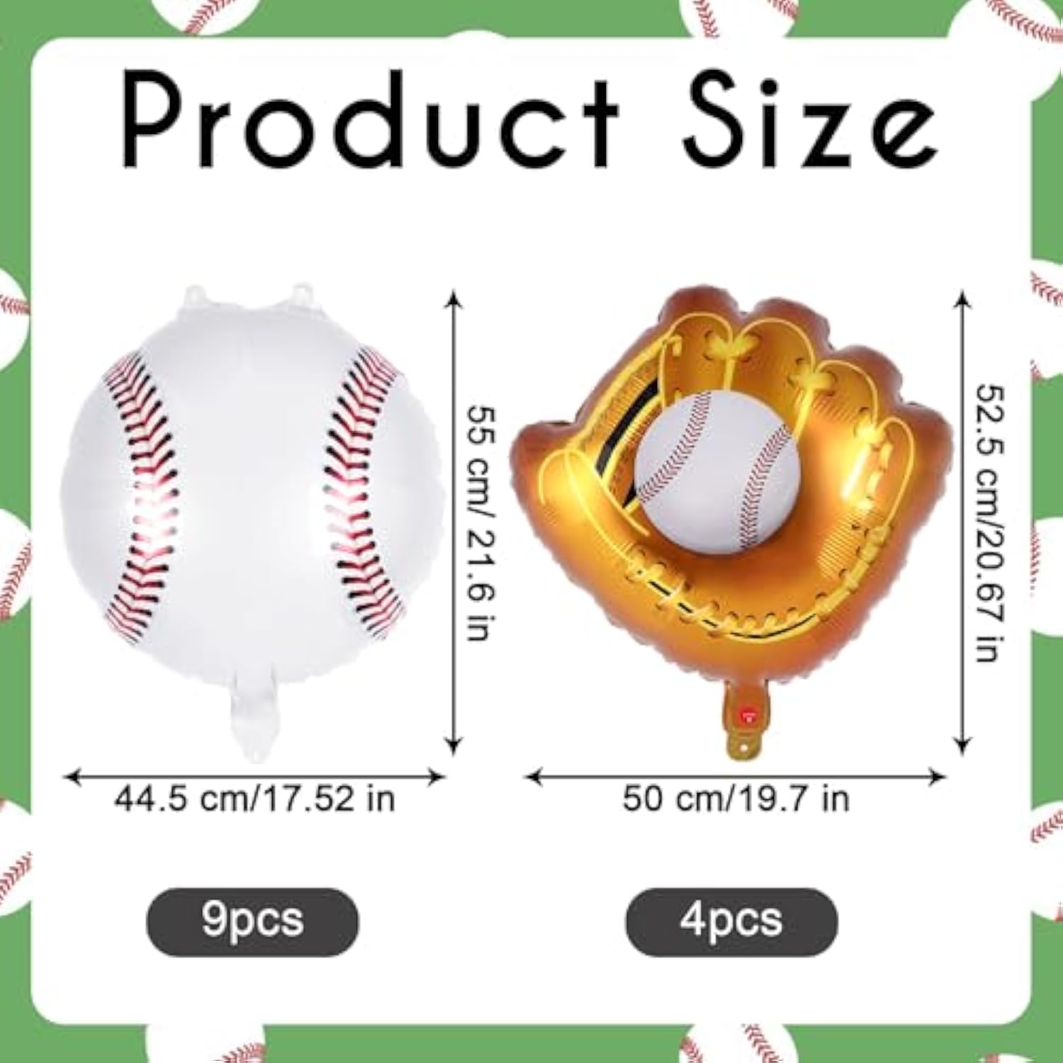 13-Piece Baseball Balloon Set – 20" Glove Foil Balloons & Sports-Themed Party Decorations for Birthdays & Baby Showers