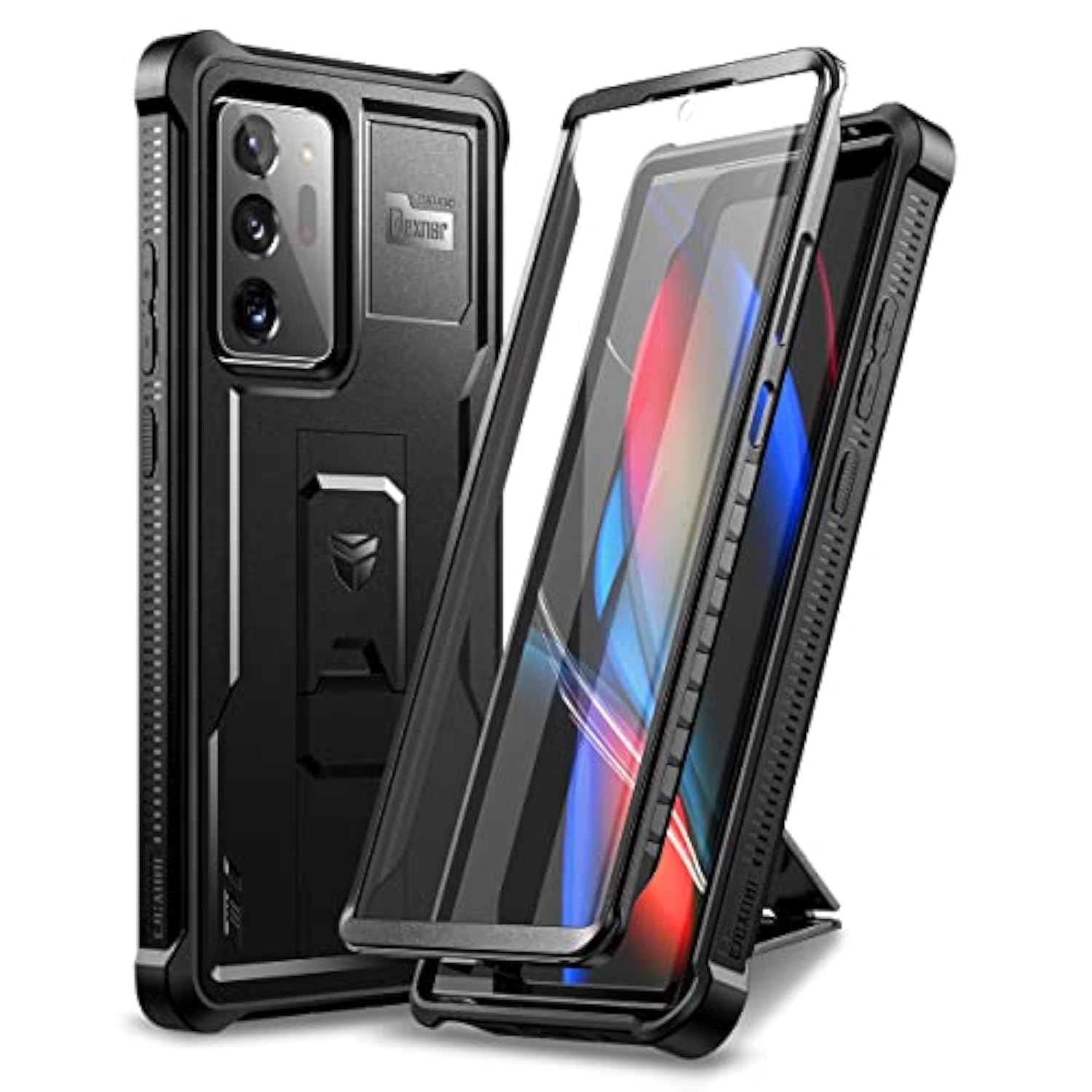 For Samsung Galaxy Note 20 Ultra 5G Case, [Built In Screen Protector And Kickstand] Heavy Duty Military Grade Protection Shockproof Protective Cover For Samsung Galaxy Note 20 Ultra Black