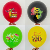 40Pcs Juneteenth/Freedom Day Black History Balloons (Black/Yellow/Red/Green) - African Style Graphics - 10 Each Color, 40 Total Latex Balloons + Accessories