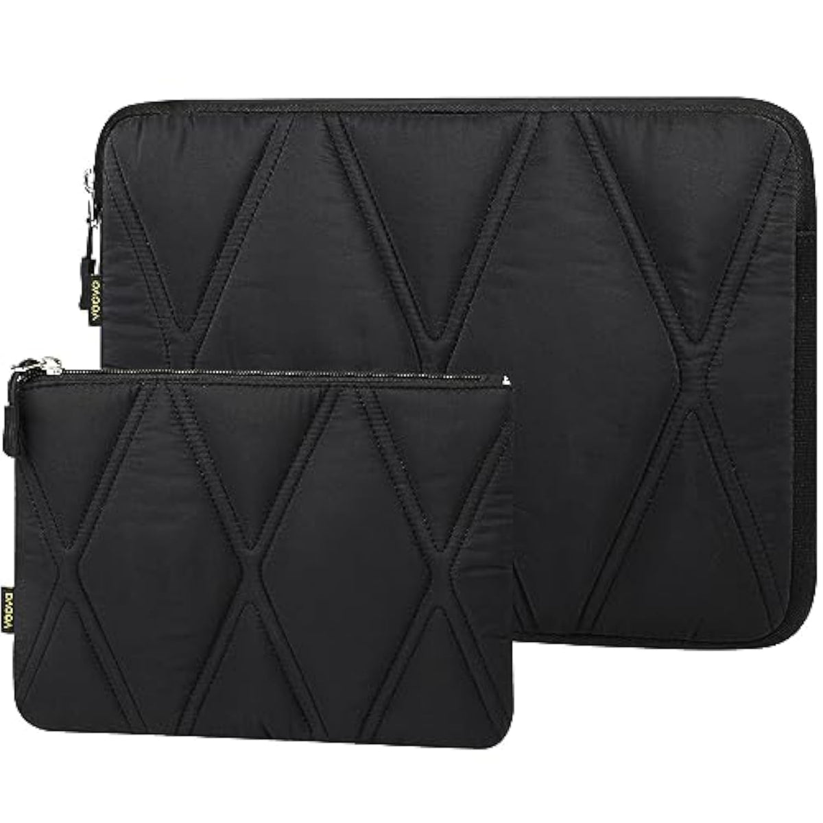 Voova Puffy Laptop Sleeve Case 15.6 16 Inch Compatible with MacBook Pro 16 M1/M2/M3/M4 Max 2019-2025, 15.6-16” Hp Lenovo Acer Asus, Cute Computer Cover Bag with Accessories Pouch, Black