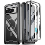 Guardian Magpro Case Compatible With Pixel 8 Pro 5G,[Compatible With Magsafe] Built-In Screen Protector Work With Fingerprint Id, Full Body Shockproof Rugged Clear Cover Case, Black/Clear