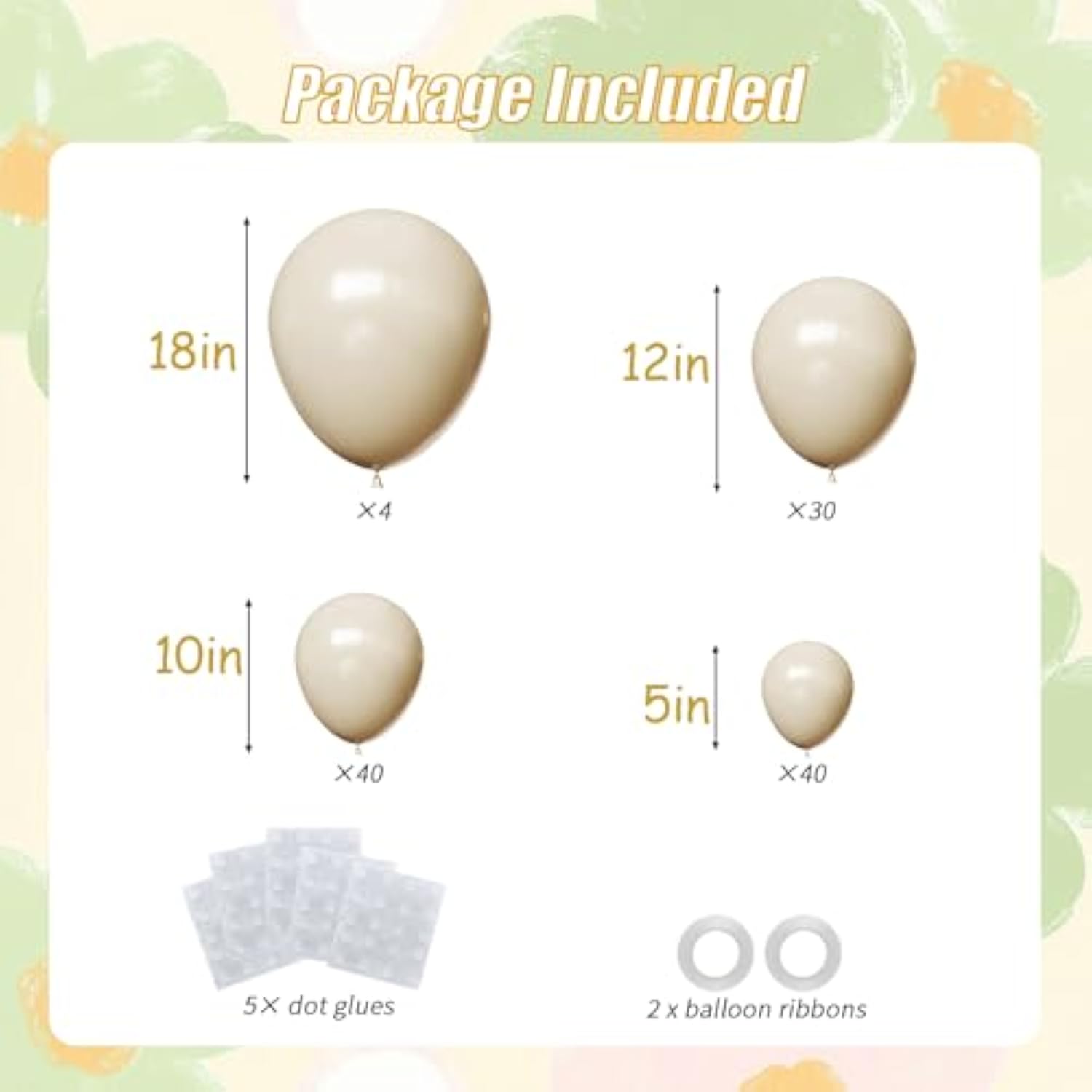 114Pcs White Sand Balloons Different Sizes Pack, 18 12 10 5 Inches Cream Beige Sand White Latex Balloon Garland Arch For Birthday Graduation Anniversary Boho Wedding Baby Shower Decoration