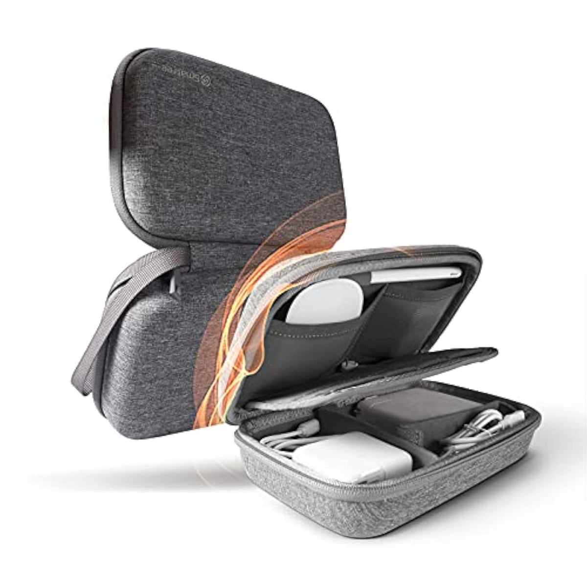 Smatree Hard Case for Apple Magic Mouse, Magsafe Charger, AC Adapter, USB Cable, Pencil, Electronic Accessories Storage Case for Macbook, Small Bag - Grey