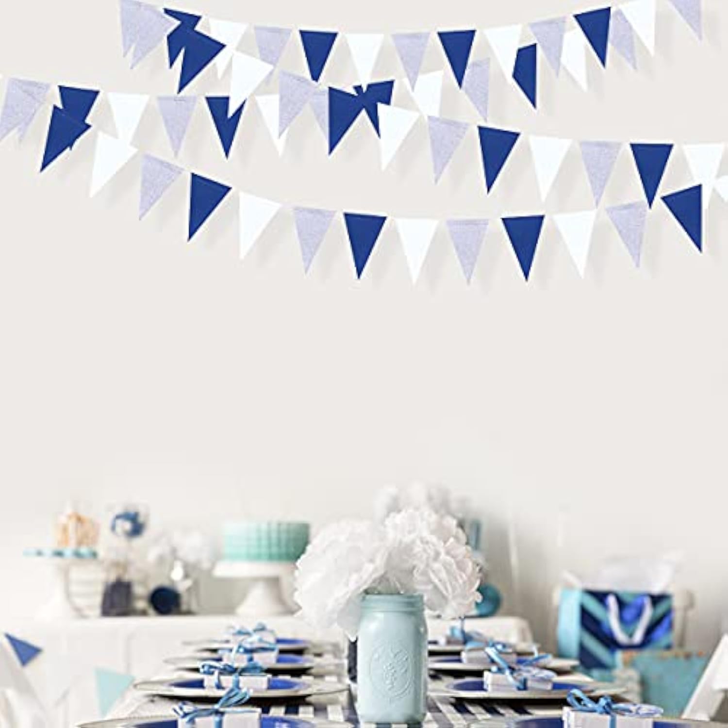 30 Ft Navy Blue White And Silver Party Decorations Royal Blue Triangle