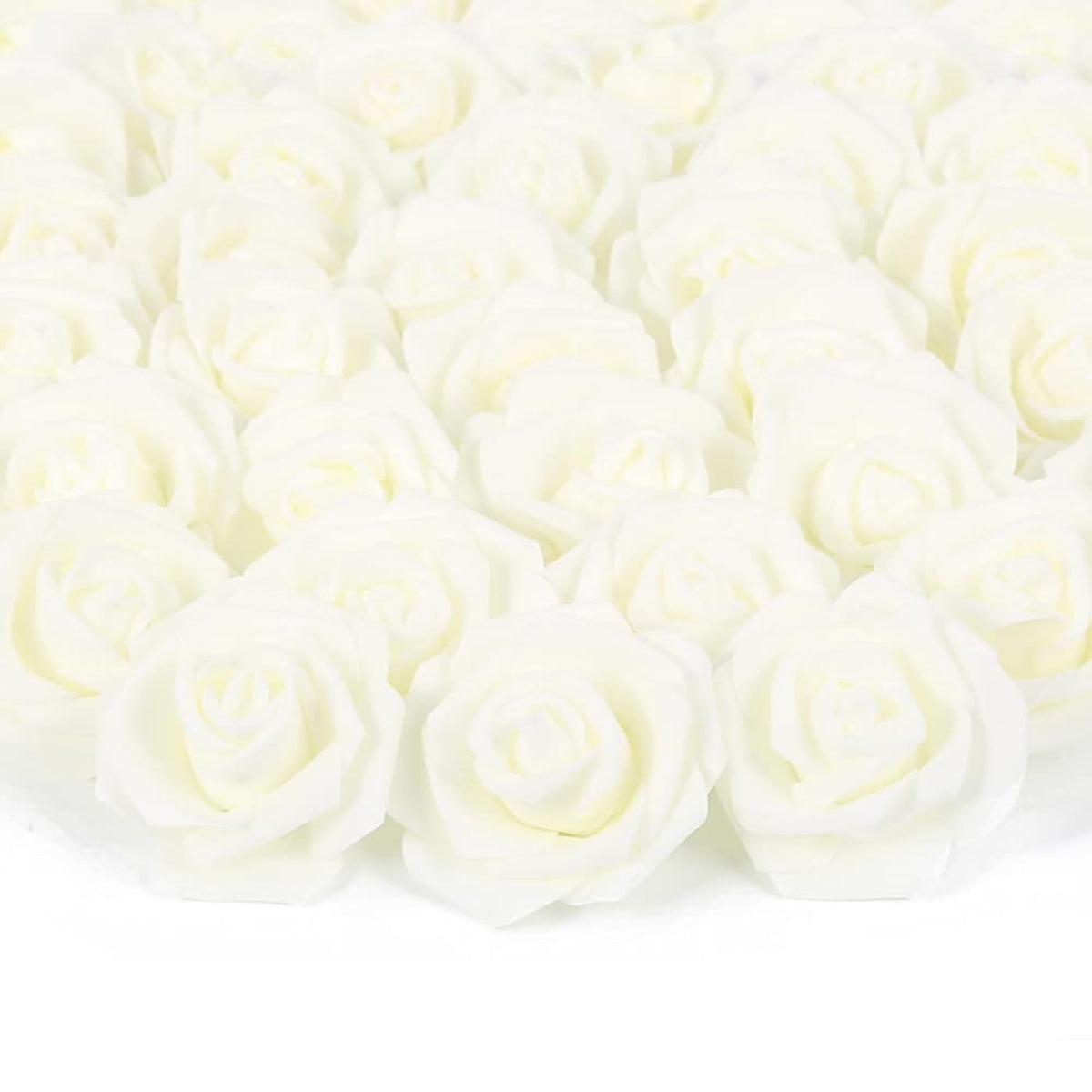 Artificial Rose Flower Heads, 100Pcs Ivory Fake Roses Artificial Flower Foam Rose For Diy Wedding Bouquets Centerpieces Arrangements Party Baby Shower Home Decor (Stemless, Ivory)