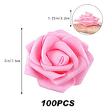 100 Pcs Artificial Rose Flower Heads Real Looking Baby Pink Fake Roses Flowers Foam Blush Roses For Diy Wedding Centerpieces Party Baby Shower Banquet Home Decorations (Pink, Stemless)