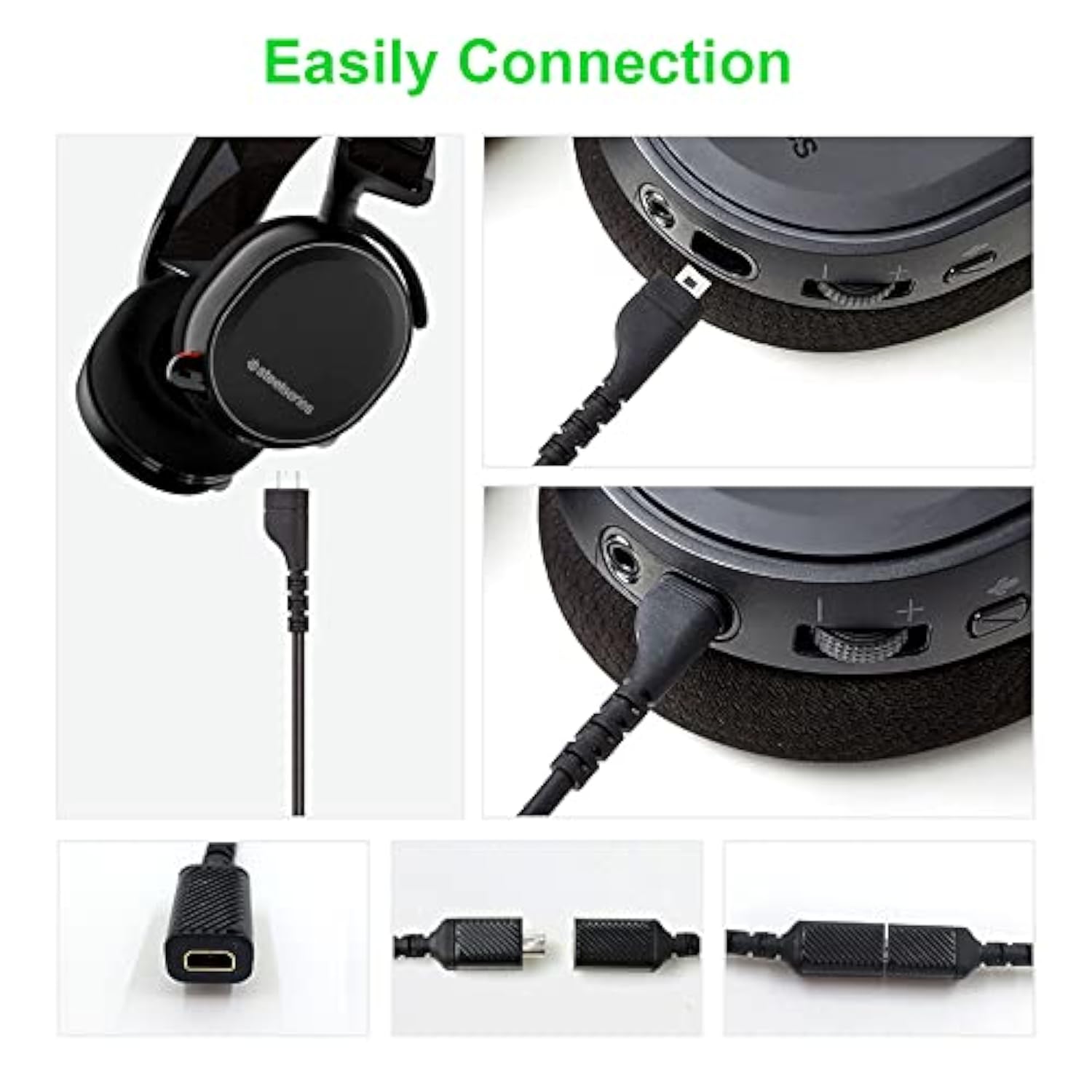 Replacement Arctis Headset Cord Audio Cable Compatible With Steelseries Arctis 7, Arctis 5, Arctis 3, Arctis Pro Wireless, Arctis Pro Gaming Headsets Cable, 3.5Mm Male To Female Cable Adapter Included