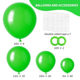 129Pcs Green Balloons Different Sizes 18 12 10 5 Inch Green Latex Ball