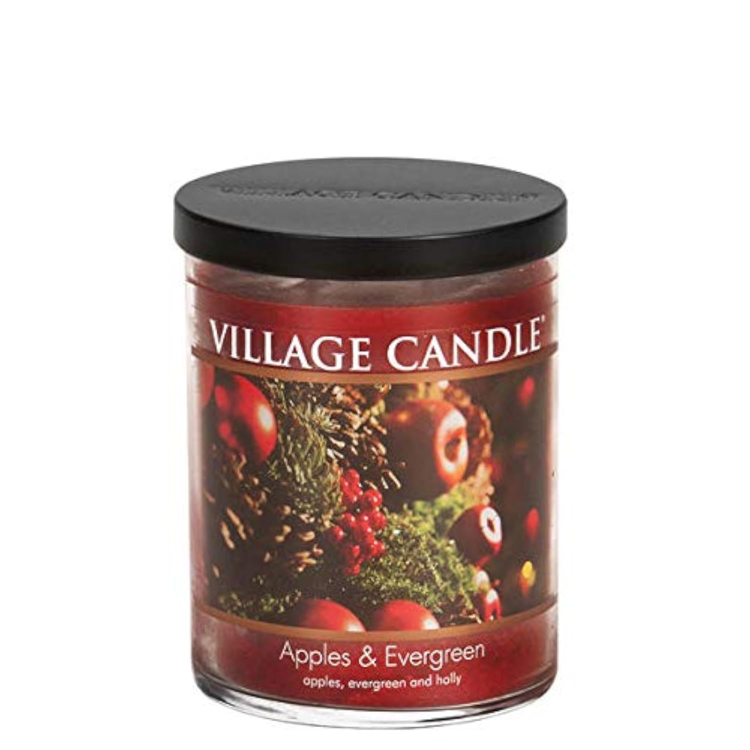 Apples & Evergreen, Medium Tumbler Scented Candle, 14 Oz, Red