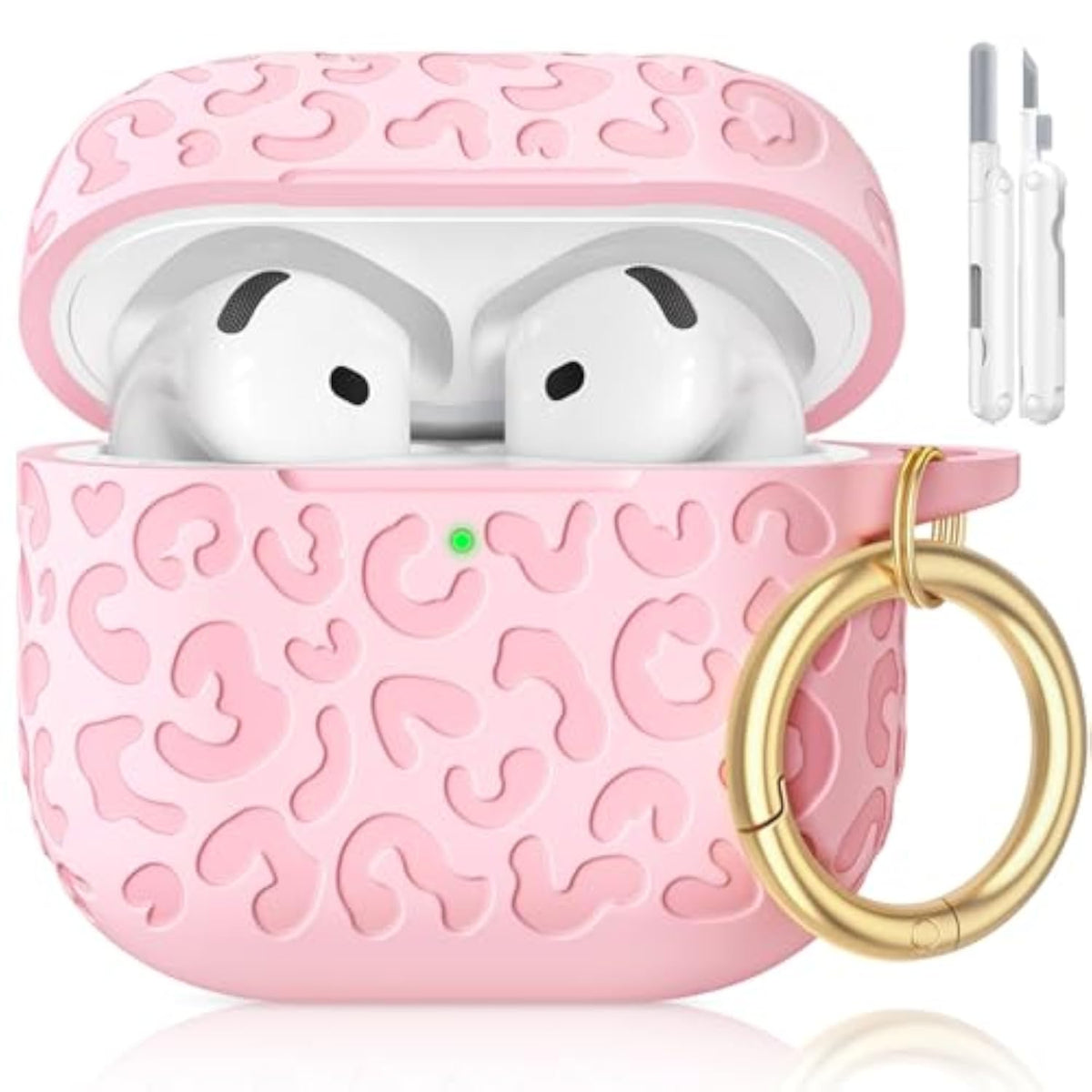 Leopard Engraved AirPods 4 Case Cover 2024 in Pink
