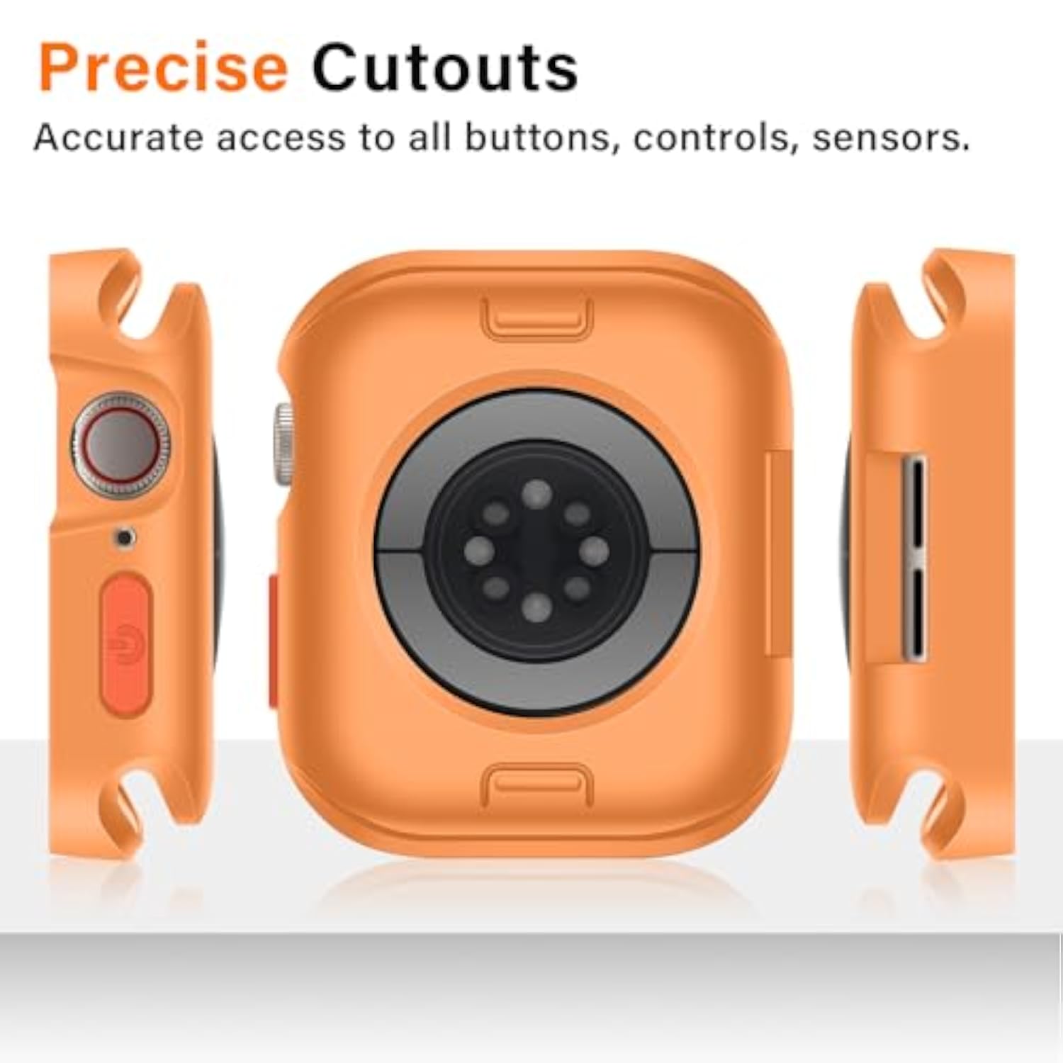 Rugged Case Compatible with Apple Watch Case Series 9/8/7 41mm SE 3/2/1 Series 6/5/4 40mm, Soft TPU Shockproof Bumper Drop Proof Protective Cover Compatible with iWatch - Orange