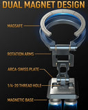 Dual Magnetic Phone Holder Gym Magnetic Stand,Tripod Phone Mount (1/4'' Hole& ARCA-Swiss),Portable Phone Grip for iPhone