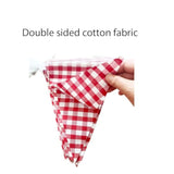 15 Meters 49Ft Red And White Cotton Fabric Checkered Pennant Banner, Party Decoration Double Sided Triangle Gingham Bunting Flags For Carnival Birthday