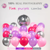 Pink And Purple Silver Balloon Garland Arch Kit 150Pcs Star Disco Ball Mylar Balloon For Girl Sweet16 Princess Birthday Music Fans Birthday 2025 Grad Concert Prom Mother'S Day Decorations