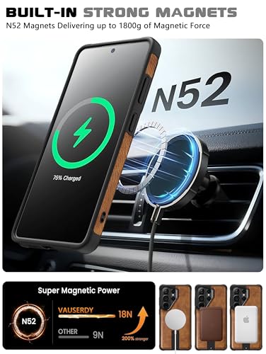 Strong Magnetic for  Galaxy S26 Ultra Case Leather,[Compatible with MagSafe], Adjustable Kickstand, Shockproof Protective Cover for