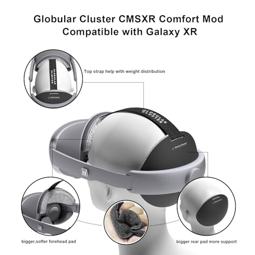 CMGXR Comfort Mod Compatible with Galaxy XR - Soft & Enlarged Forehead/Rear Pads with Optional Top Strap, Sweatproof & Breathable Replacement Pad Kit