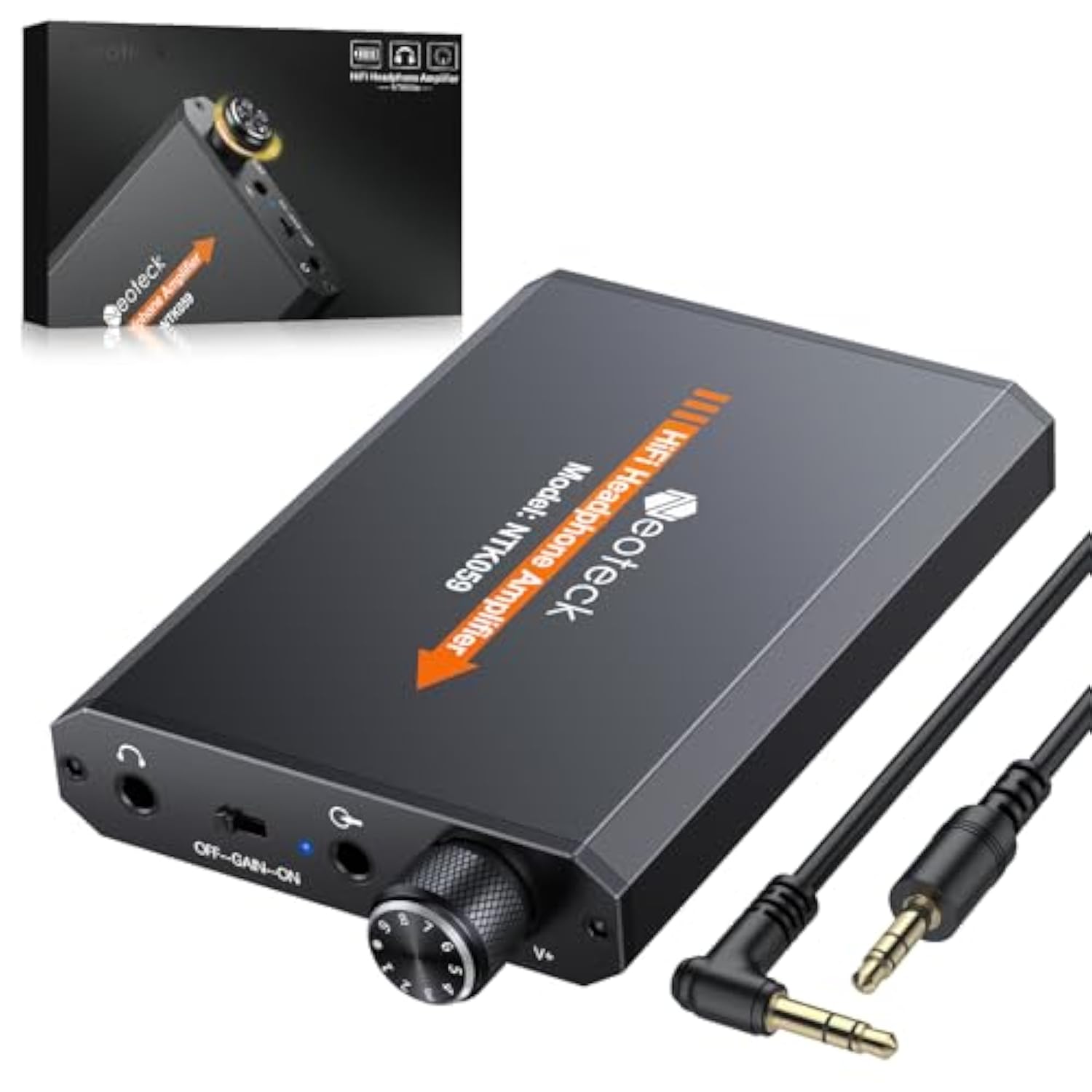 Portable 3.5Mm Headphone Amplifier Two-Stage Gain Switch, 16-150 Ohm, Aluminum Matte Surface