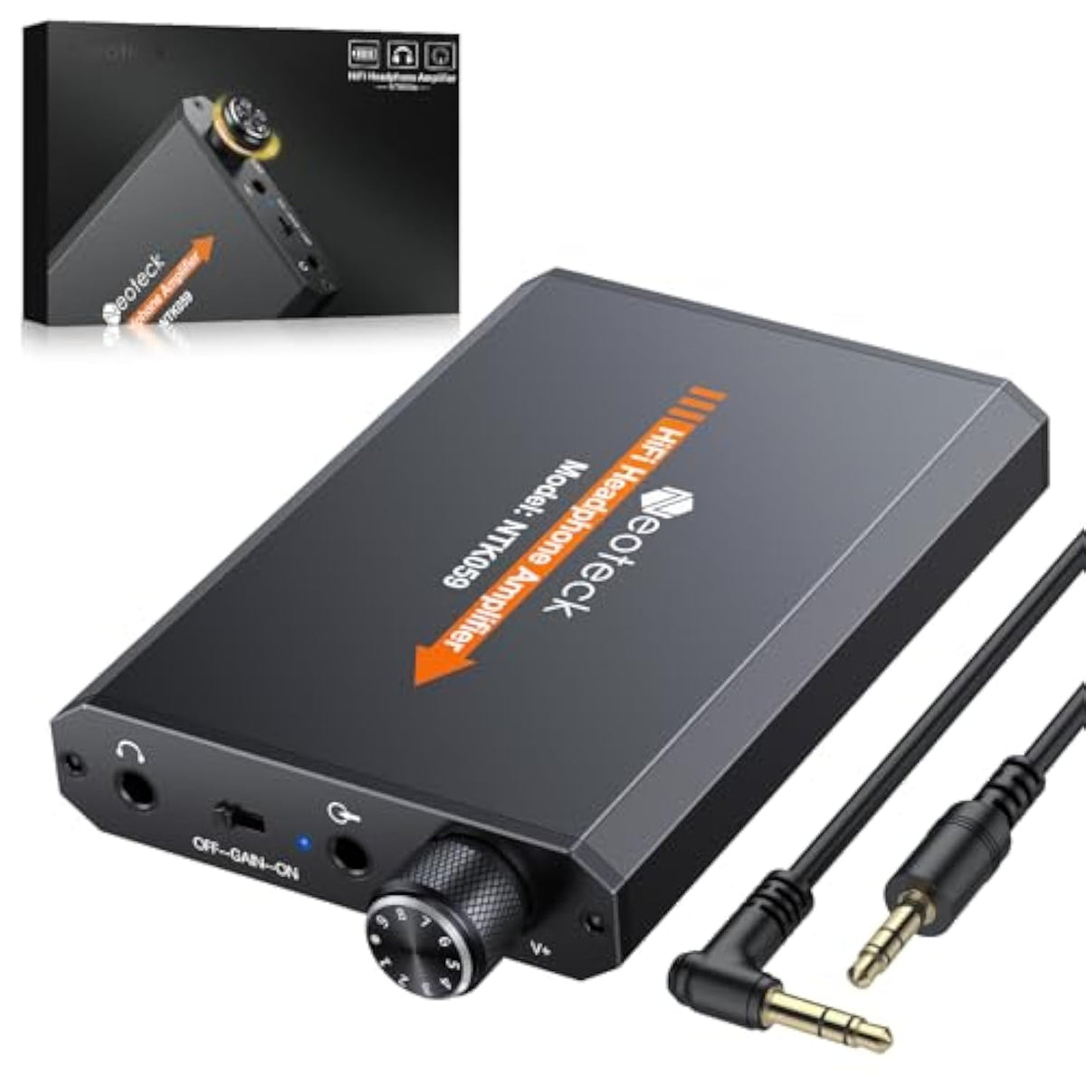 Portable 3.5Mm Headphone Amplifier Two-Stage Gain Switch, 16-150 Ohm, Aluminum Matte Surface