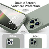 iPhone 13 Pro Max Magnetic Silicone Case with Screen Protector Porcelain Blue