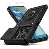 Moto G Power 5G 2025 Case with Camera Cover HD Screen Protector Black