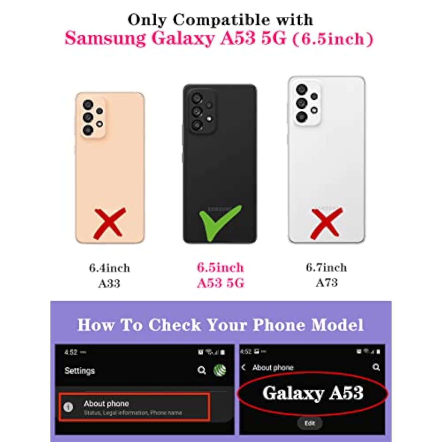 Floral Phone Case for Samsung Galaxy A53 5G - Cute Blue Flowers Design with Slide Camera Cover