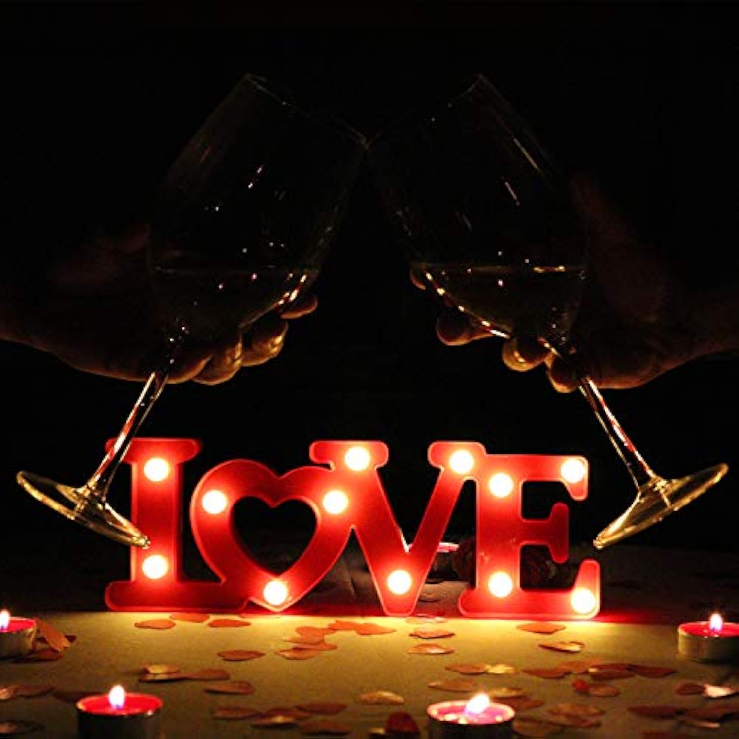 Valentines Day Decoration - Love Marquee Letters - Love Light Up Sign - Romantic Lighted Letters For Wedding & Home - Red